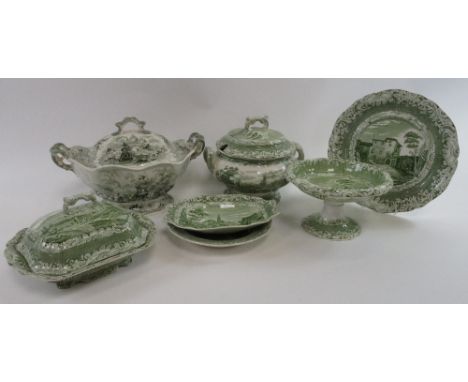 A large collection of Copland Spode &amp; Garrett dinnerware to include comports, tureen, various meat plates, dinner plates 