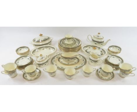 A Minton “Grasmere” part dinner service including tureens, platters, sugar bowl, teapot and other items