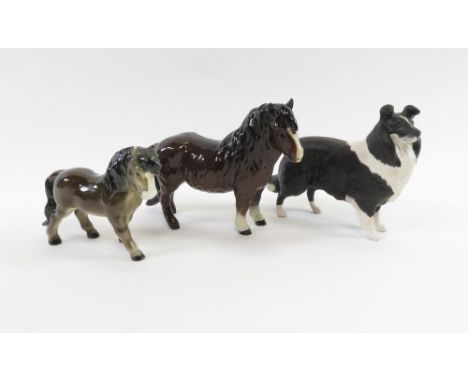 A Beswick model of a Boarder Collie, along with a Goebel model of a horse and Royal Doulton pony