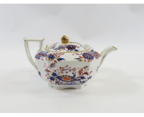 Spode octagonal teapot with Imari style decoration, blue Spode mark