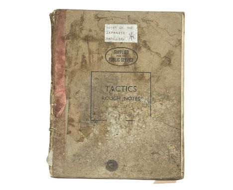 WW2 JAPAN. Manuscript Book “Notes on Japanese Artillery. 4to, orig card wraps, some soiling, 23pp of hand written entries in 