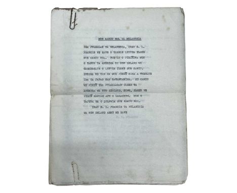 WW2. Melanesia, Oceania. Typescript document from one “D. L. Francis”. “To all friends of Melanesia” My friends of Melanesia.