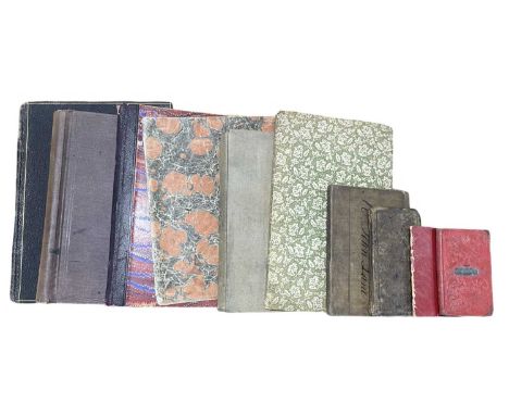 MANUSCRIPT BOOK MISCELLANY. 10 Hand written Manuscript books. Including; mid 19th century Italian manuscript, bound in blind 