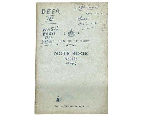 WW2 Customs and Excise Manuscript book. BEER &amp; BREWERY’S. 1940s. Paperback in original wraps. 40pp. Attributed to Alister