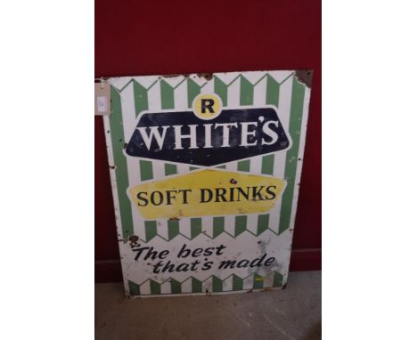 An R. White's Soft Drinks enamel sign, (76cm x 51cm approx)