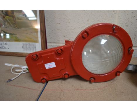 A large Holophane cast metal industrial light, (vendor reports that this has had some restoration work and is sold as a colle