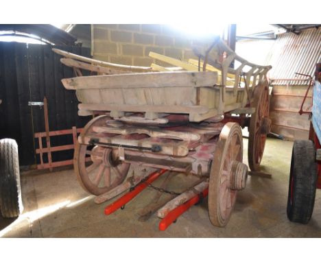 An exceptional single horse four wheel wagon in original condition having been dry stored for many years. Supplied new by H E