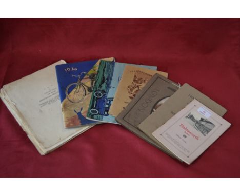 A 1936 Elswick cycles catalogue; a French Moteur Auxiliaire Pour Cycles Vap 4 manual; and an English translation; a Triumph S