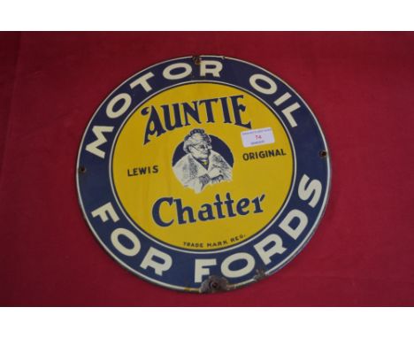 A small circular "Motor oil for Fords" enamel sign, (30cm dia. approx)