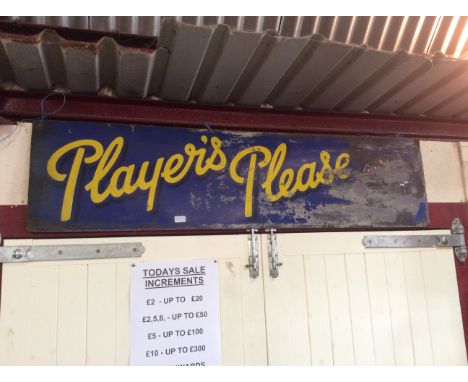 A "Players Please" enamel sign AF, 60" x 15" approx. 