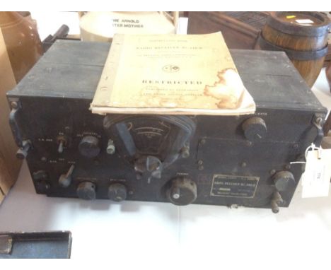 A Belmont radio receiver from Signal Corps. of the US Army, together with instruction book