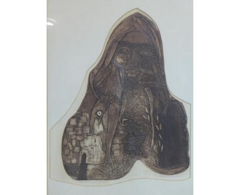 A 20th century limited edition textured print titled 'Contemporary Girl', indistinctly signed and numbered 6/20 in pencil, 62