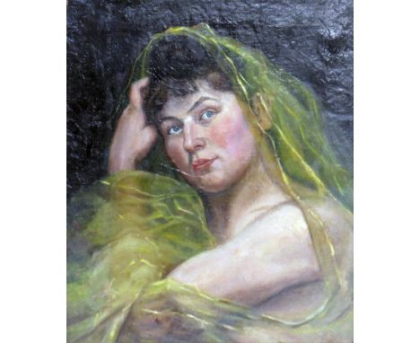 A late 19th/early 20th century Continental portrait, oil on canvas, in gilt wood frame, 45 x 36cm 