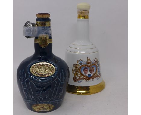 Royal Salute 21 Year Old Blend Scotch Whisky 75cl, together with a Commemorative porcelain decanter from Bell's Scotch Whisky
