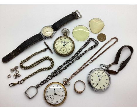 Thomas Russell &amp; Sons Liverpool Gold Plated Cased Openface Pocket Watch, the (cracked) signed white dial with seconds sub