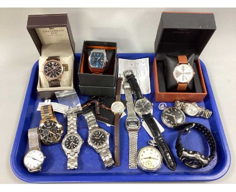 A Collection of Assorted Wristwatches, including Casio digital, Sekonda, G-Shock, Ben Sherman, Limit, etc; two Smiths pocket 