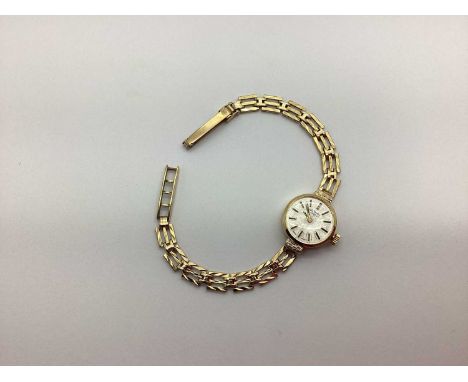 Rotary; A 9ct Gold Cased Ladies Wristwatch, the signed dial with line markers, within plain case, to integral bracelet with 9