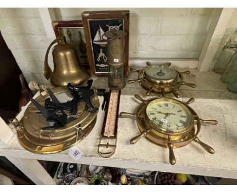 Miners lamp, ships wheel, barometer, clock, ships bell, thermometer, etc.