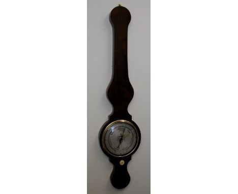 A 6" round top, round bottom honduras curl veneered wheel barometer, unnamed, circa 1820