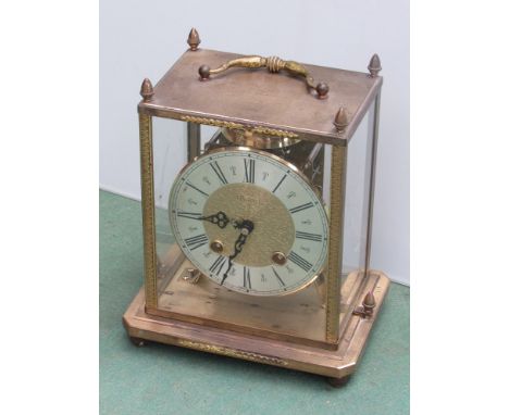 A 20th Century French Vidette 8 day striking four glass and brass mantel clock, 24cm high