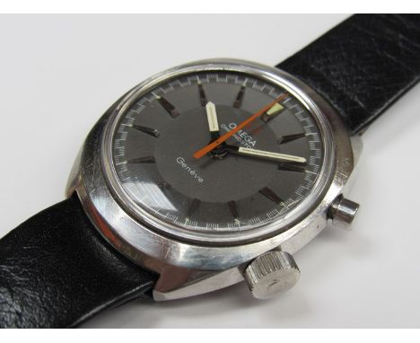 OMEGA: A Chronostop Geneve steel cased gent's wristwatch with single button start/reset chronograph, with Omega strap and buc