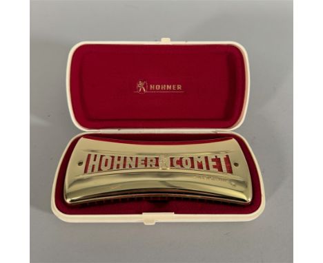 Mundharmonica ,,Hohner-Comet’’, im Originaletui, B. 15,5 cm 