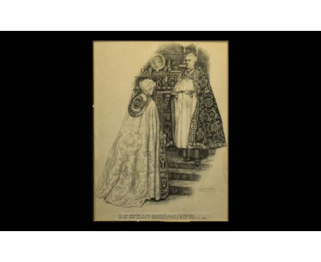 John Byam Liston Shaw (13 November 1872 - 26 January 1919) Pencil Sketch. Marked 'The Lord Archbishop of York Receiving Her M