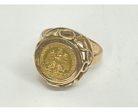 A 9ct gold &amp; Mexican coin ring