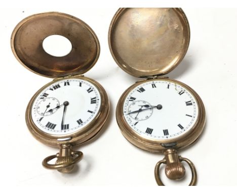 Two gold plated pocket watches.