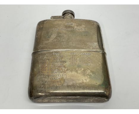 H/M silver hip flask, Sheffield 1927, approx 314g