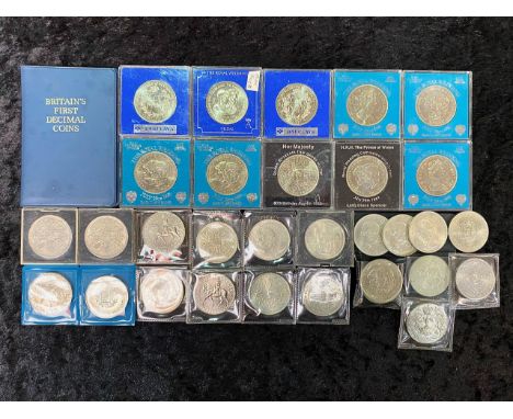Box of Assorted Royal Commemorative Coins, including Royal Wedding of Prince Charles &amp; Diana, Prince Andrew &amp; Sarah F