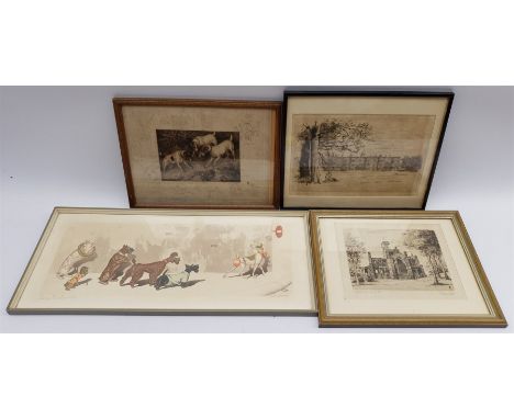 James Chalmers Park (British 1858-?): 'Kirkstall Abbey from the East' and 'Temple Newsam, Leeds', two drypoint etchings signe