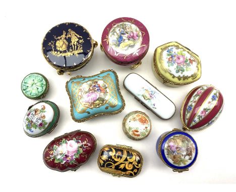 Limoges and other continental porcelain trinket boxes with gilt metal mounts and other porcelain trinket boxes (12) - Conditi