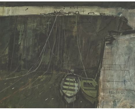 George Devlin (Scottish 1937-2014): Boats at Port-Vendres, pastel signed 53cm x 71cm - Condition Report 