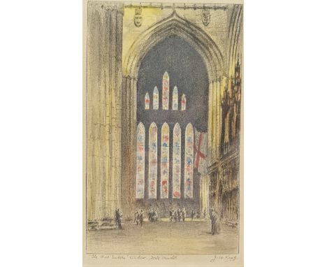 John W King (British fl.1893-1924): 'The Five Sisters Window York Minster', colour lithograph signed and titled 23cm x 14cm -