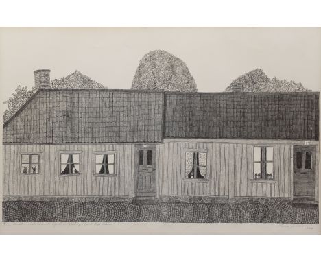 Mona Johansson (Swedish 1924-2010): Row of Houses, lithograph signed titled in Swedish dated 1974 and numbered 54/188 in penc