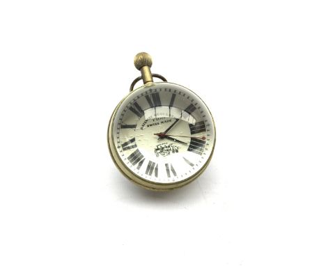 'Railway Regulator' brass ball desk clock, H9.5cm - Condition Report 