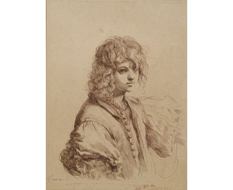 After Giovanni Francesco Barbieri, called Guercino (Italian 1591-1666): Portrait of a Young Boy, etching signed in the plate 