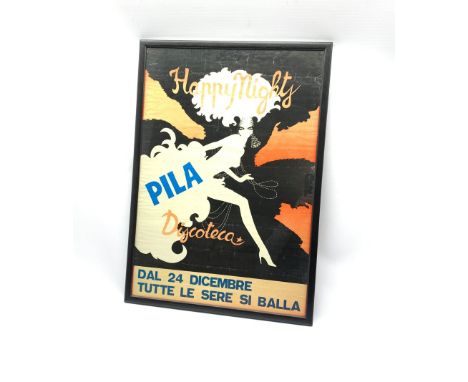 Vintage framed Italian Disco advertising poster, 52cm x 73cm  - Condition Report 