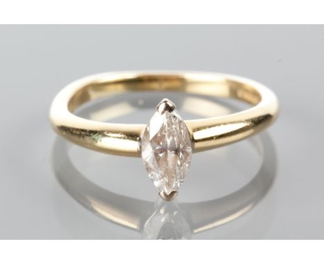 DIAMOND SOLITAIRE RING
the marquise cut diamond, approximately 0.50 carats, marked 750 for eighteen carat gold, size K-L
