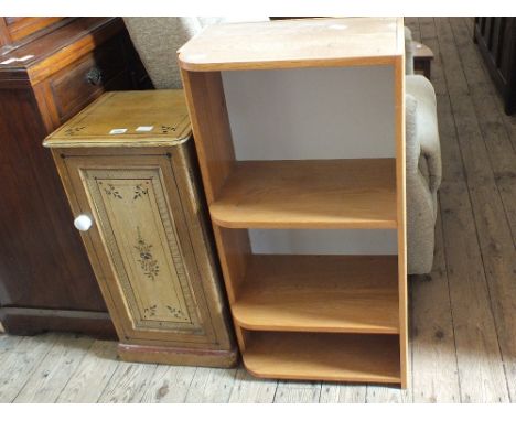 A Victorian painted pine pot cupboard plus a modern oak kitchen shelf