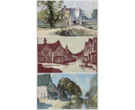 H (Buck) Whaley (British mid-20th century): 'Jonny Curson's Cowshed Hetherset Norwich' and 'Falcon Square', two watercolours 
