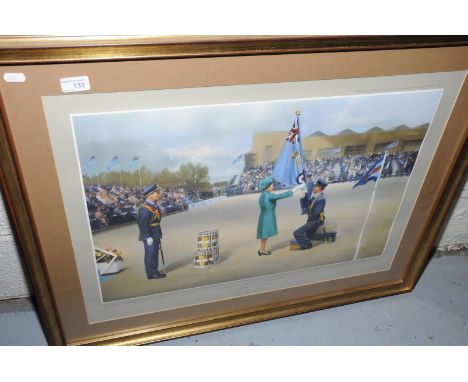 Framed and mounted limited edition print No. 19/350 by Frank Wootton, signed in pencil by the artist 'Her Majesty the Queens 