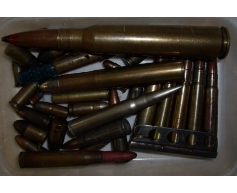Selection of various assorted inert and collectable ammunition including pin fire Eley London 12mm rounds, drill rounds, 50ca