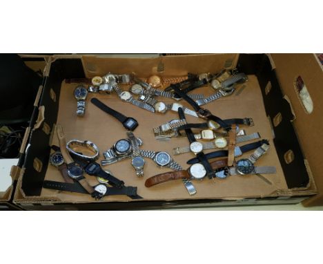 A box of wristwatches, Hugo Boss, Casio, Rotary, Adidas, Ingersol, etc.