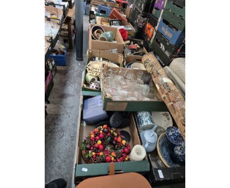 10 boxes of mixed items to include an air fryer, blackhead removal kit, handcuffs, cutlery, plated tray, sewing box, Skecher 