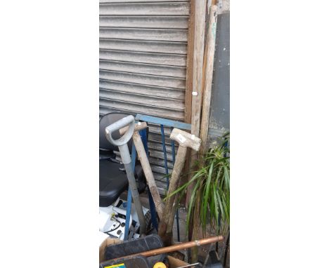 A bundle of garden tools. 