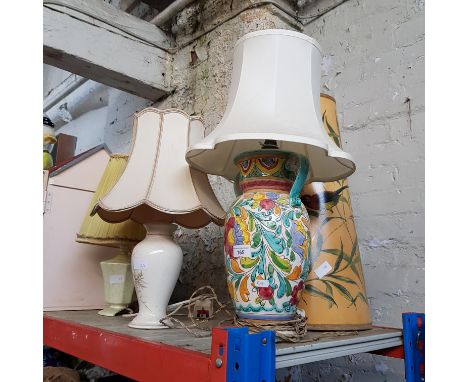 3 table lamps and an extra vintage lampshade