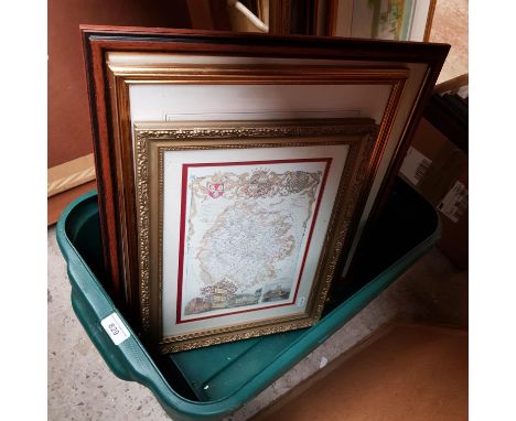 A mixed lot comprising Dorothea Buxton Hyde signed limited edition print, a 19th century watercolour landscape scene with cat
