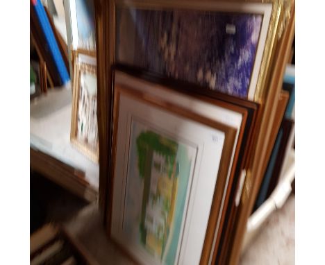 A mixed lot of pictures comprising two signed limited edition Frank Ellison Preston scene prints, a Richard Bramble artists p